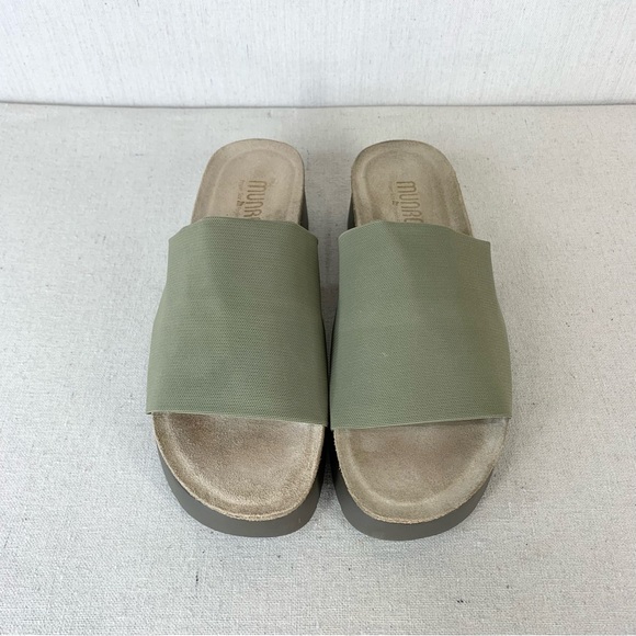 Munro Nalia Olive Green Stretch Fabric Platform Wedge Slide/Sandal - Size 9 - Picture 3 of 14